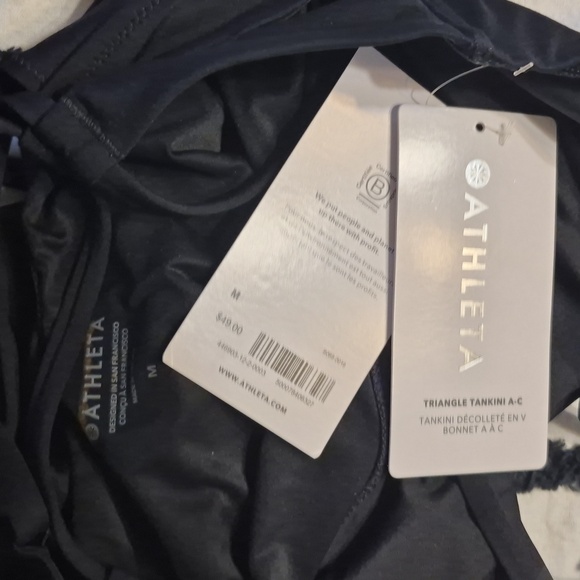 NWT Athleta Black A-C Triangle Tankini Top Swim Quick Dry Surf - Picture 12 of 14